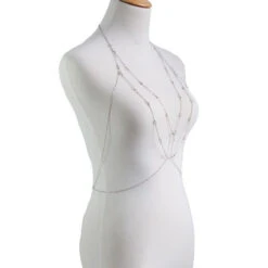 De­kolle­té Schmuck Kette Henny -Herz Schmuck Geschaft De kolle te Bauchkette Koerperschmuck Schmuck feine Ketten transparente Steine Henny silber 2