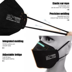 FFP2 Schutzmaske Fischform 3D 14 FFP2 Schutzmaske Fischform 3D -Herz Schmuck Geschaft FFP2 Atemschutzmasken Fischform 3D ergonomisches Masken Design Atmungsaktiv Zertifiziert geprueft EN CE Kennzeichen FFP2 NR Schweiz JustStyle CE0598 schwarz 7