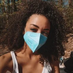 Hellblaue FFP2 Masken Zertifiziert -Herz Schmuck Geschaft FFP2 Schutzmasken Masken Atemschutz hellblau Farbig Bunt Zertifiziert Jas 2 931226