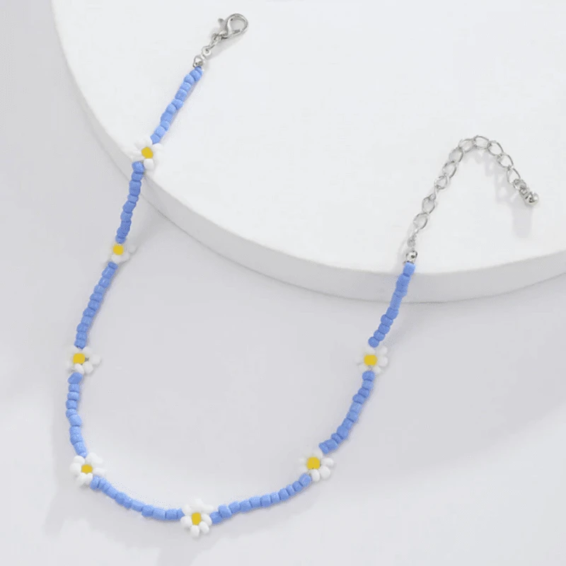 Farbige Perlen Halskette Blumen Daisy – Bild 13