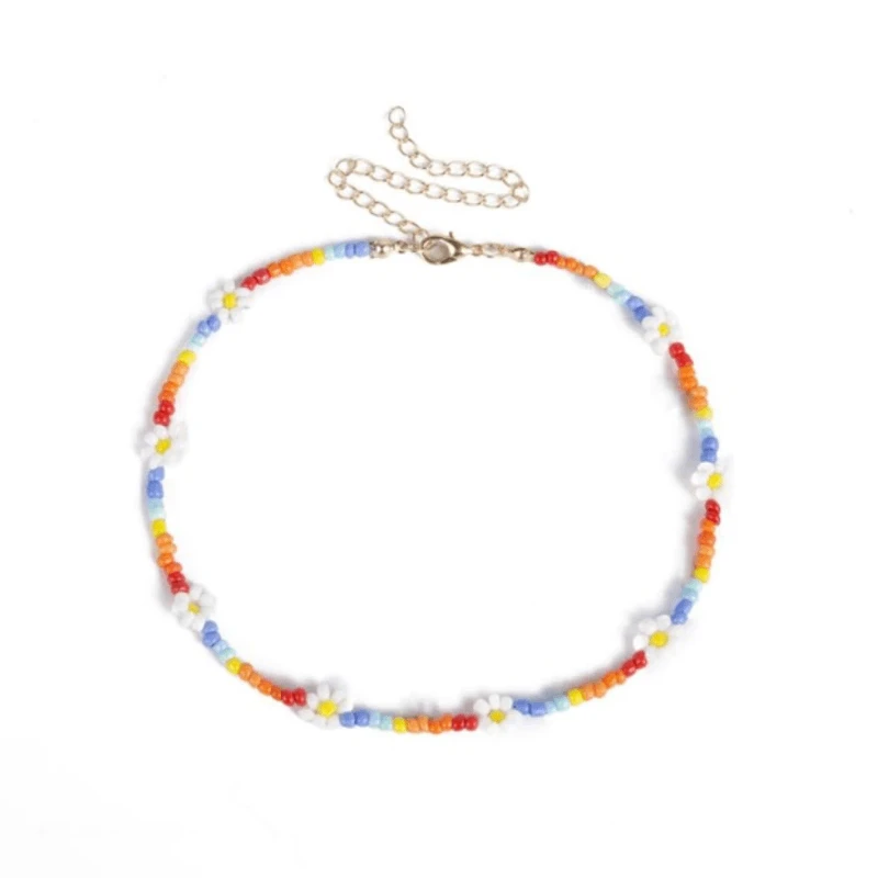Farbige Perlen Halskette Blumen Daisy – Bild 5
