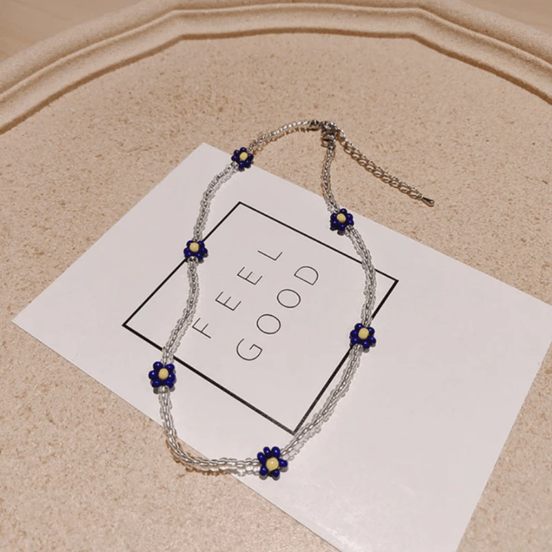 Farbige Perlen Halskette Blumen Daisy – Bild 12