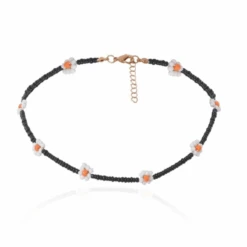 Farbige Perlen Halskette Blumen Daisy -Herz Schmuck Geschaft Farbige Perlenkette Halskette Choker Blumen Bohemian Schmuck Accessoires Ganseblumchen Daisy transparent schwarz weiss orange 989187