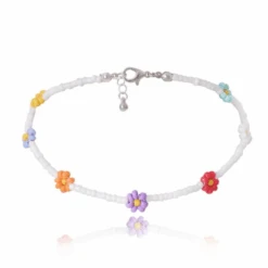 Farbige Perlen Halskette Blumen Daisy -Herz Schmuck Geschaft Farbige Perlenkette Halskette Choker Blumen Bohemian Schmuck Accessoires Ganseblumchen Daisy transparent weiss farbig 1 684041
