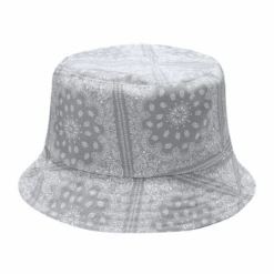 Fischerhut Paisley -Herz Schmuck Geschaft Fischerhut Buckethat Sommerhut Hut Unisex Bandana Paisley Muster grau 1 450471