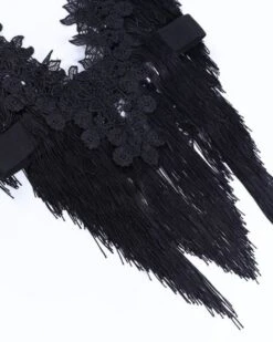 Fransen Boho Top Amy -Herz Schmuck Geschaft Fransen Boho Too T Shirt Spitzen V Ausschnitt Hippie Kleidung Festival schwarz Amy 7