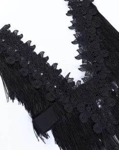 Fransen Boho Top Amy -Herz Schmuck Geschaft Fransen Boho Too T Shirt Spitzen V Ausschnitt Hippie Kleidung Festival schwarz Amy 8