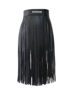 Rock Kia Fringe | Fransen Rock -Herz Schmuck Geschaft Fransen Kunstleder Rock Festival Fashion Style Fransengurt Kia schwarz 4