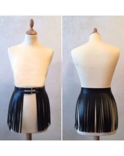 Fransen Rock Gurt Farrah -Herz Schmuck Geschaft Fransenrock Gurt Fransen Festival Fashion Accessoires Fringes Kunstleder Farrah schwarz kurz 1