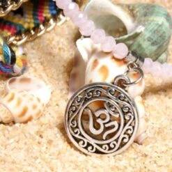 Geknöpfte Fusskette Boho Island -Herz Schmuck Geschaft Fussketten Set gestrickt gewoben Fusskette Armband Schmuck Om Symbold farbig pink violett Boho Island 2 277620