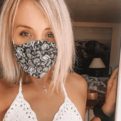 Gesichtsmaske Bandana Schwarz -Herz Schmuck Geschaft Gesichtsmaske Stoffmaske Hygienemaske Covid19 Baumwolle Herren Damen Bandana schwarz 3 502484