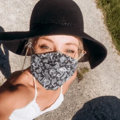 Gesichtsmaske Bandana Schwarz -Herz Schmuck Geschaft Gesichtsmaske Stoffmaske Hygienemaske Covid19 Baumwolle Herren Damen Bandana schwarz 4 398543