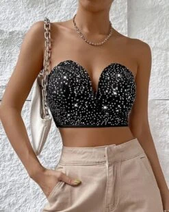 Bandeau Crop Top Glitzer Glitzer