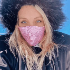 Glitzer Stoffmasken Shinebright 25 Glitzer Stoffmasken Shinebright -Herz Schmuck Geschaft Glitzermaske Stoffmaske Textilmaske Gesichtsmaske Alltagsmaske Pailletten pink rosa Shinebright Cindy 1