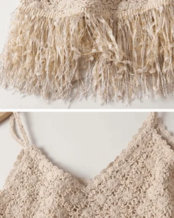 Häkeltop Salada -Herz Schmuck Geschaft Haekeltop Crocket Top Croptop fransen beige Salada 4 640061