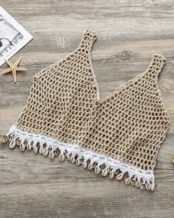 Häkeltop Nassau 11 Häkeltop Nassau -Herz Schmuck Geschaft Haekeltop Crop Top Crochet Muschel Beach Bohemian Nassau beige 3 323998