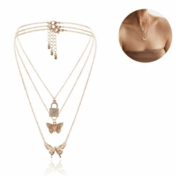 Multilayer Halskette Secret Butterfly -Herz Schmuck Geschaft Halskette Multilayer Choker Schmuck Accessoires Damen gold Secret Butterfly 2 903425