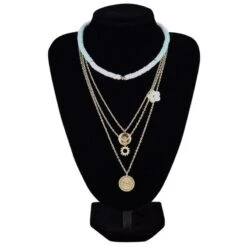 Multi Halskette Choker Flower Sun 6 Multi Halskette Choker Flower Sun -Herz Schmuck Geschaft Halsketten Set Choker Multilayer Modeschmuck Damen Halskette fein fold Perlen Flach Anhaenger gold weiss tuerkis Flower Sun 2 388616
