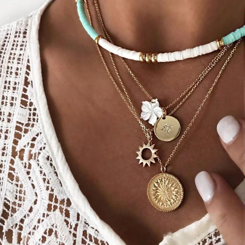 Multi Halskette Choker Flower Sun 3 Multi Halskette Choker Flower Sun