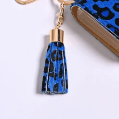 Anhänger Handtasche Desinfektionsmittel | Cute Leo -Herz Schmuck Geschaft Hand Desinfektionsmittel Desinfektionsspender Taschenanhanger Anhaenger Schluesselbund Handtasche Fransen Desimittel Leopard Cute Leo blau 1