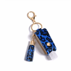 Anhänger Handtasche Desinfektionsmittel | Cute Leo -Herz Schmuck Geschaft Hand Desinfektionsmittel Desinfektionsspender Taschenanhanger Anhaenger Schluesselbund Handtasche Fransen Desimittel Leopard Cute Leo blau 5