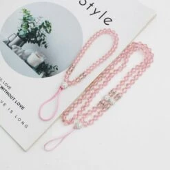 Handyketten Kristallina -Herz Schmuck Geschaft Handyketten Smartphone Accessoires Perlenketten Kristall Farbig Iphone Samsung Smartphone Case Kristallina Perlen rosa 1 693217