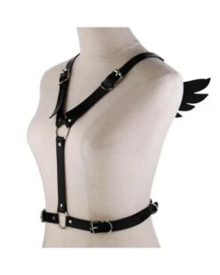 Harness Körpergürtel Angel -Herz Schmuck Geschaft Harness Koerperguertel Fetisch Rave Festival Kunstleder Fluegel Angel schwarz 4
