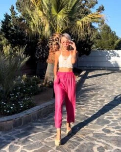 Pink Goa Hose Mindful -Herz Schmuck Geschaft Hosen Damen Boho Hippie Om Goa Hose Trousers gerader Schnitt Bund JustStyle pink Om Zeichen Mindful Cindy Boccia 9