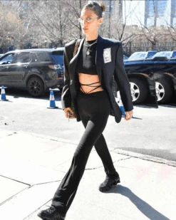 Elastische Hose Alissa -Herz Schmuck Geschaft Hosen Damen zum binden schnuerren street fashion Elastische Pants schwarz Alissa 1 440030