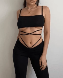 Elastische Hose Alissa -Herz Schmuck Geschaft Hosen Damen zum binden schnuerren street fashion Elastische Pants schwarz Alissa 7 883526