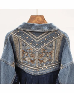 Jeansjacke Gipsy -Herz Schmuck Geschaft Jeansjacke Denim Jeans Bohemian Hippie Fransen Stickerei Gipsy dunkelblau 7 615100
