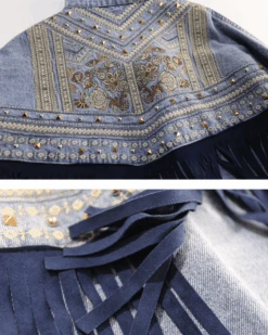 Jeansjacke Gipsy -Herz Schmuck Geschaft Jeansjacke Denim Jeans Bohemian Hippie Fransen Stickerei Gipsy dunkelblau 8 325404