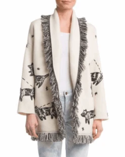 Strickjacke Cardigan White Planet -Herz Schmuck Geschaft Kaschmir Cardigan Kimono Wolle Strickjacke Damen Schweiz Bohemian Fransen Halblang High Quality weiss White Planet 1 643672