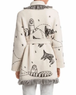 Strickjacke Cardigan White Planet -Herz Schmuck Geschaft Kaschmir Cardigan Kimono Wolle Strickjacke Damen Schweiz Bohemian Fransen Halblang High Quality weiss White Planet 2 929470