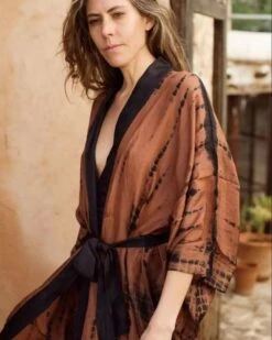 Kimono Chiang Mai -Herz Schmuck Geschaft Kimono Boho langer Kimono Cardigan Sommer Hippie Batik Tie Dye Bohochic braun schwarz Chiang Mai 2