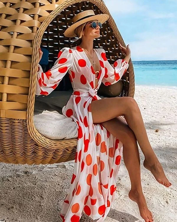 Langer Kimono Red Dots – Bild 2