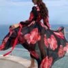 Kimono Black Roses 1 Kimono Black Roses -Herz Schmuck Geschaft Kimono Kleid Cardigan Tunika Cover Up Sommer Strandkleid Kimonos Bodenlang Elegant Fashion schwarz rot Black Roses 1 254407