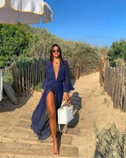 Tunika Kimono Aquas Blancas 10 Tunika Kimono Aquas Blancas -Herz Schmuck Geschaft Kimono Tunika Cardigan Kleid Maxi Mesh Beach Ibiza Strandkleid Polka blau Aquas Blancas 2 428614