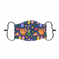 Kindermaske Ho Ho Ho -Herz Schmuck Geschaft Kindermaske Stoffmaske Maske fuer Kinder Weihnachtsmaske Renntier Hohoho dunkelblau Weihnachtsmotive 2 440670