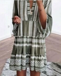 Ethno Kleid Gracy -Herz Schmuck Geschaft Kleid Damen Boho Sommerkleider Bohemian Ethno Hippie Fashion Style Oversized Gracy gruen weiss 1 311310