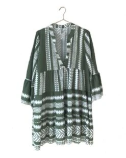 Ethno Kleid Gracy -Herz Schmuck Geschaft Kleid Damen Boho Sommerkleider Bohemian Ethno Hippie Fashion Style Oversized Gracy gruen weiss 2 472925