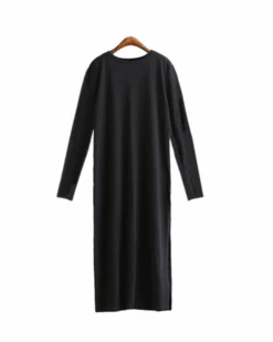 T-Shirt Kleid Copenhagen -Herz Schmuck Geschaft Kleid Damen Lang Schlitz Seite Shirt Style Baumwolle schwarzes langes Kleid Langarm Kleid Copenhagen 1 461611