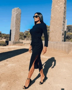 T-Shirt Kleid Copenhagen -Herz Schmuck Geschaft Kleid Damen Lang Schlitz Seite Shirt Style Baumwolle schwarzes langes Kleid Langarm Kleid Copenhagen Melody 1 397446