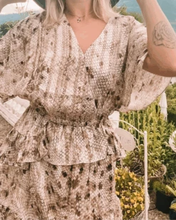 Skaterkleid Jayne -Herz Schmuck Geschaft Kleid Damen Minikleid Bohemian Sommer Animalprint Schlangen Muster Rueschen Jayne beige 6 372588