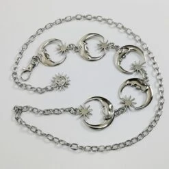 Gürtel Bauchkette Moon & Star -Herz Schmuck Geschaft Koerperguertel Leichtmetall Gurt Taillen Hueft Koerperschmuck Boho Schmuck Modeschmuck Schweiz Mond Stern Himmel Moon Star silber 3