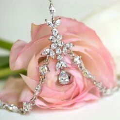 Kopfschmuck Glitter Rose -Herz Schmuck Geschaft Kopfschmuck Haarschmuck Kopf Kristall Strasssteine Ketten Steine Modeschmuck Hochzeitsschmuck Kopf Glitter Rose silber 4
