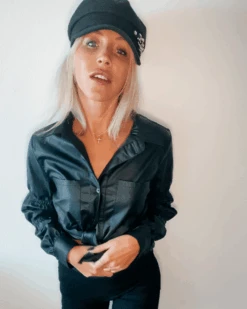 Kunstleder Bluse Charlotte -Herz Schmuck Geschaft Kunstlederbluse Kunstleder PU Leather Bluse Damen schwarz Charlotte 2 529914