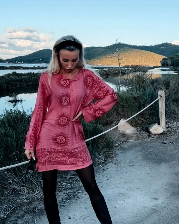 Kurta Shirt Pink Om – Bild 4