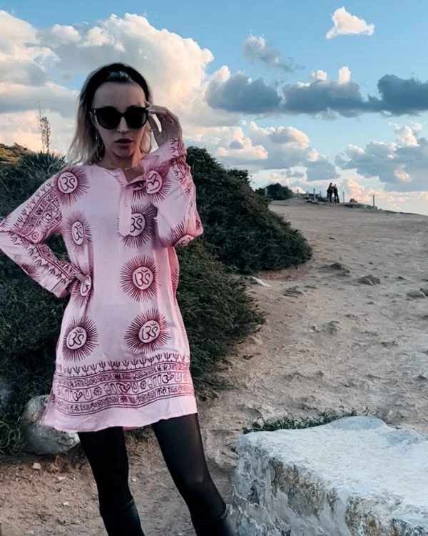 Kurta Shirt Pink Om – Bild 7