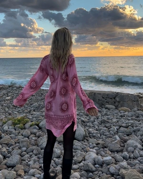 Kurta Shirt Pink Om – Bild 6